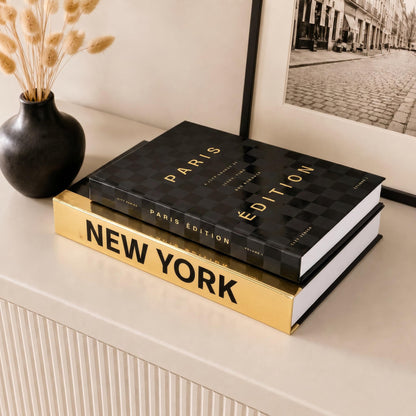 Beautiful Decorative Books - Set of 2 Boxes Enhance Your Coffee Table, Bookshelf or Mantel Shelf Decor - Luxury Fake/Faux Books for Modern Home Decoration, Photo Storage and as a Keepsake Box