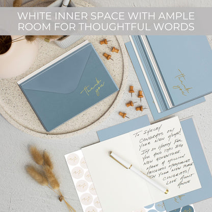 Beautiful Thank You Cards Set of 30 With Envelopes and Stickers - Elegant Blank Cards For Personalized Notes - Perfect Bulk Stationary Set For All Occasions incl. Weddings, Business & Baby Showers