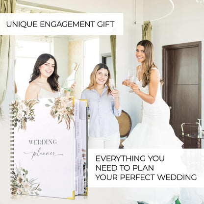 Beautiful Greenery Wedding Planner Book and Organizer - Enhance Excitement and Makes Your Countdown Planning Easy - Unique Engagement Gift for Newly Engaged Couples, Future Brides and Grooms