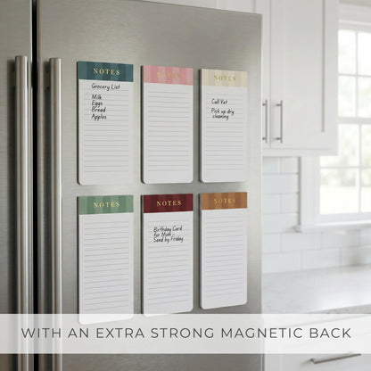Beautiful Magnetic Notepads for Fridge - Set Of 6 Modern Note Pads with Lined Pages to Easily Write Notes & Make Grocery/Shopping Lists - Cute To Do List Pad w/ Strong Magnets for Your Refrigerator