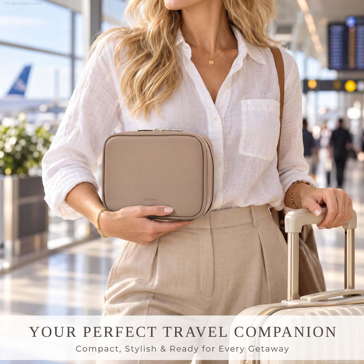 Stylish Tech Organizer Pouch - PU Leather Electronics Travel Bag for Women