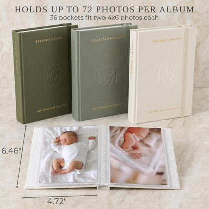 Beautiful Photo Album Set of 3 For 4x6 Photos - Safely Holds Up To 216 Pictures of Unique Memories - The Perfect Small Photo Book Set To Store All Pictures of Treasured Family, Baby or Wedding Moments