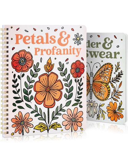 Beautiful Coloring Book Set of 2 for Adult Relaxation - Funny Coloring Books with Floral Designs for a lot of Laughs - The Perfect Stress-Relieving Gift for Women