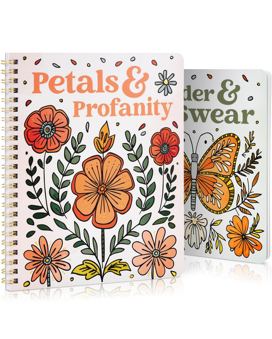 Beautiful Coloring Book Set of 2 for Adult Relaxation - Funny Coloring Books with Floral Designs for a lot of Laughs - The Perfect Stress-Relieving Gift for Women