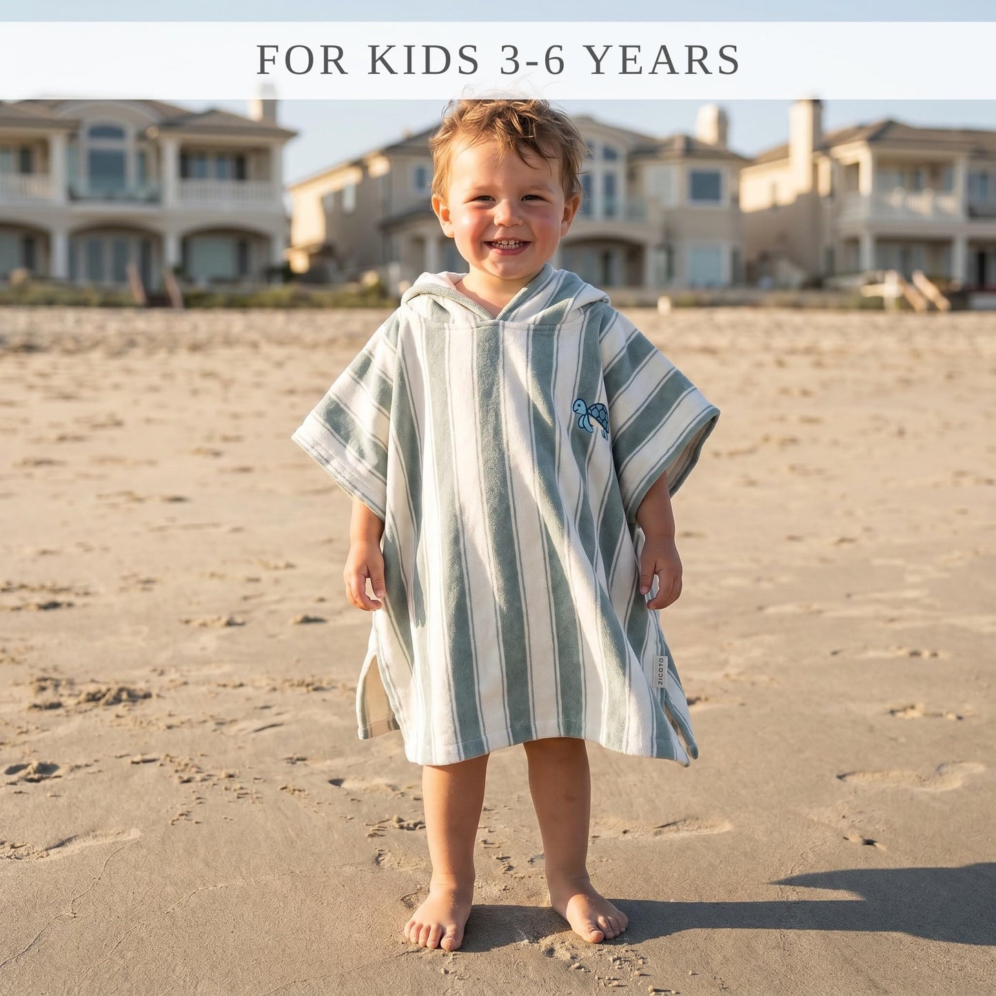 ZICOTO Stylish Hooded Beach Towel for Kids - Extra Soft and Fast Drying Poncho for Toddlers 0-3 Years is Made of Premium Cotton - Perfect Baby Cover Up for Beach Days or Pool and Bath Time Adventures