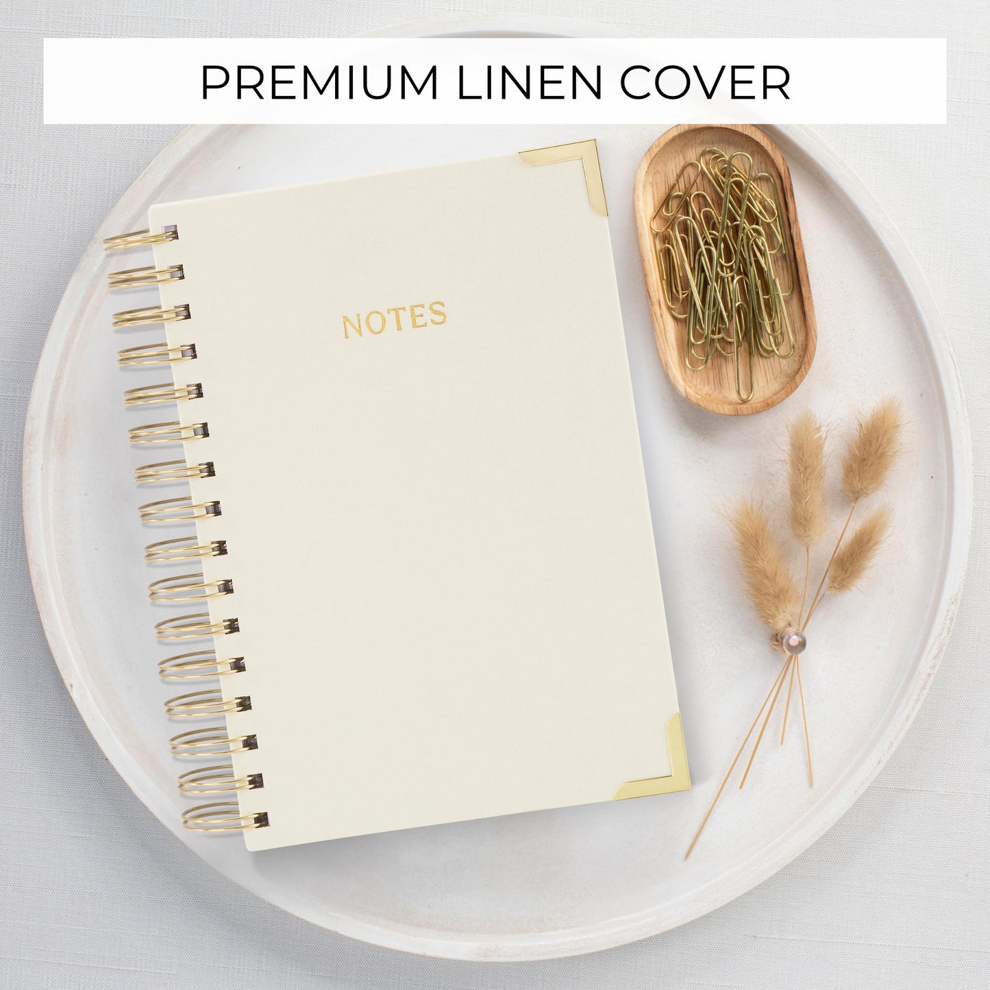 Aesthetic Thick Spiral Notebook Journal For Women in B5 Format - Stylish Linen Hardcover College Ruled Note Book w 300 Lined Pages - Cute Supplies For Bible Study & Staying Organized at Work or School