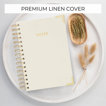 Aesthetic Thick Spiral Notebook Journal For Women in B5 Format - Stylish Linen Hardcover College Ruled Note Book w 300 Lined Pages - Cute Supplies For Bible Study & Staying Organized at Work or School