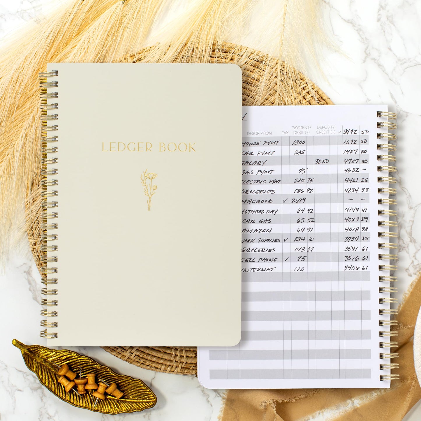 ZICOTO Easy to Use Accounting Ledger Book - The Perfect Expense Tracker Notebook for Your Small Business - Beautiful Personal Finance Checkbook, Income and Expense Log Book