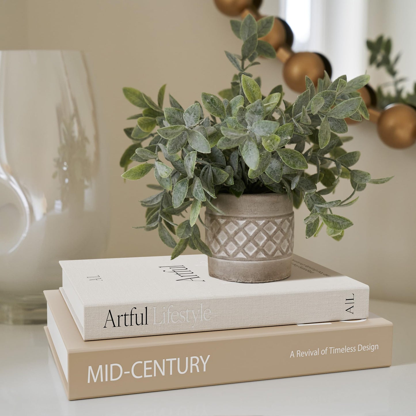 Aesthetic Decorative Books - Set of 2 Stylish Boxes Enhance Your Coffee Table, Bookshelf or Mantel Decor - Beautiful Fake/Faux Books for Modern Home Decoration, Photo Storage and as a Keepsake Box