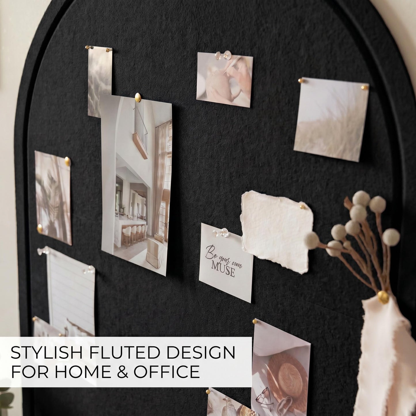 Large Arched Felt Bulletin Board - Stylish Perfectly Sized 21.5" x 17" Cork Board Alternative for Office & Wall Decor – Bulletin Board Set with Pins is Perfect to Display Your Photos