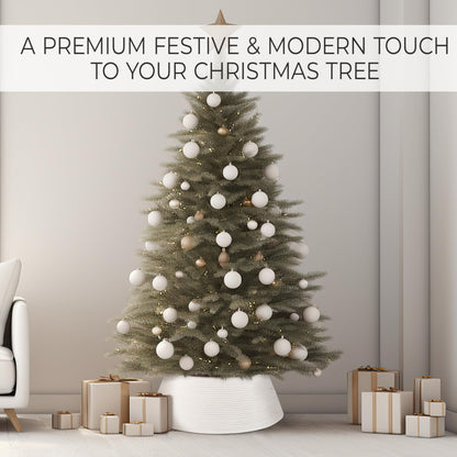 Beautiful Christmas Tree Collar - Modern 28" Cotton Rope Tree Ring - Easy to Set Up Christmas Skirt Enhances Your Holiday Home Decor