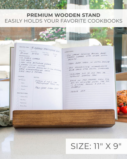 Beautiful Cookbook Stand for Your Kitchen Counter - Solid Wood Stand Easily Keeps Cook or Recipe Books Open for Convenient Cooking - Perfectly Fits Your iPad/Tablet and Enhances Any Kitchen Decor