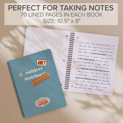 ZICOTO Aesthetic Spiral Subject Notebook Set of 3 For School or College - The Perfect 8" x 10.5" College Ruled Notebook with Premium Paper - Cute Student Supplies to Stay Organized at School