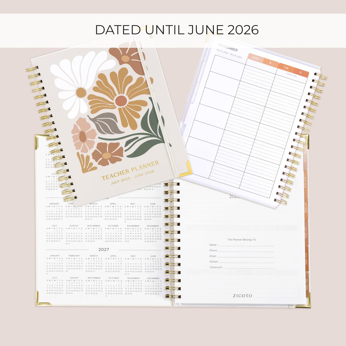 Aesthetic Teacher Planner For The 2025-2026 Academic School Year - Your All Incl. 8.5" x 11" Lesson Plan Book Supplies - Easily Organize Your Daily, Weekly & Monthly Classroom/Homeschool Schedule