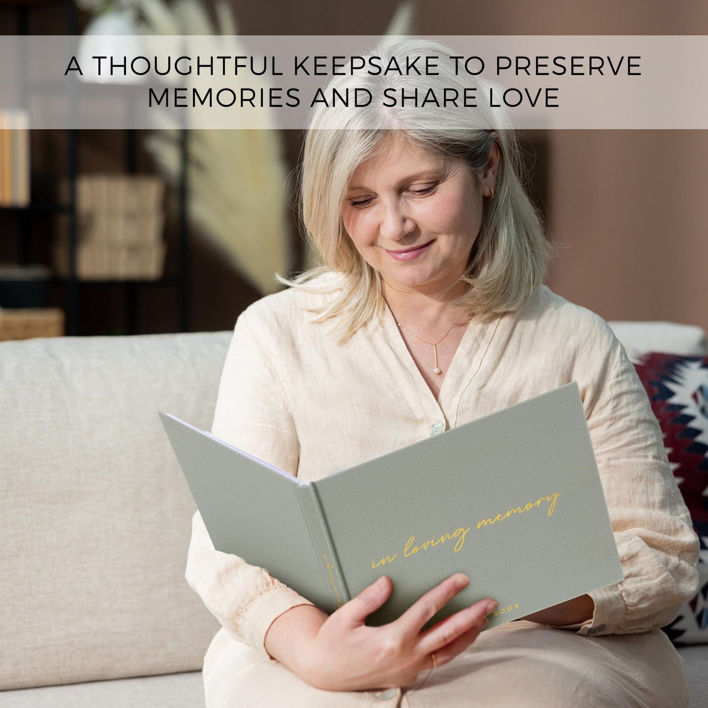 ZICOTO Beautiful Linen Funeral Guest Book for The Celebration of Life - The Perfect in Loving Memory Book with Ample Space to Sign in for Guests - Premium Craftsmanship for Honoring Loved Ones