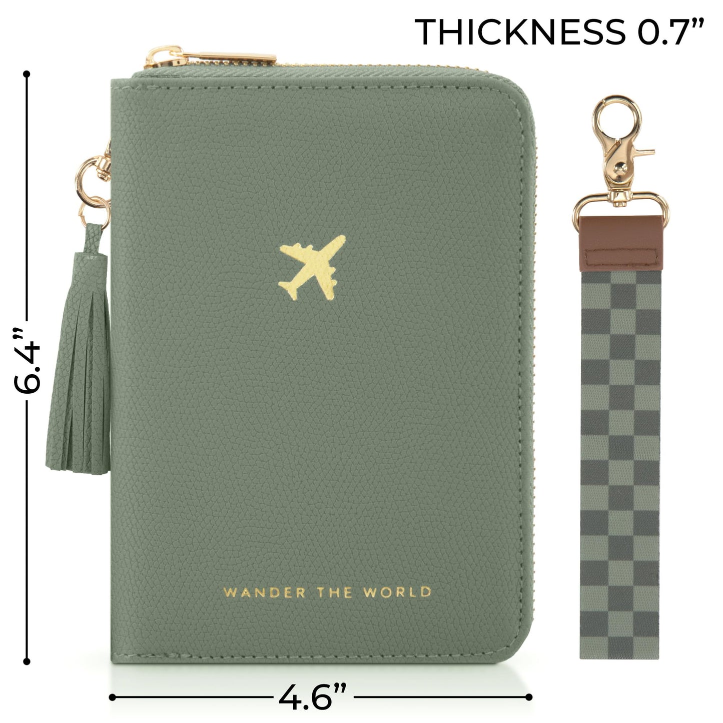 ZICOTO Stylish Passport Holder for Travel with Detachable Wristlet Strap - All-in-One Travel Wallet Organizer for Women, Secure Money Belt Alternative with Card Slots and Tassel Keychain