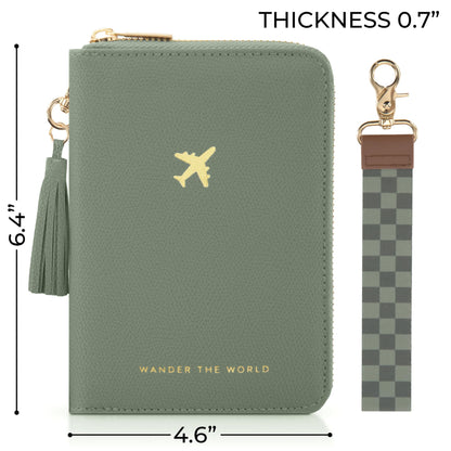 ZICOTO Stylish Passport Holder for Travel with Detachable Wristlet Strap - All-in-One Travel Wallet Organizer for Women, Secure Money Belt Alternative with Card Slots and Tassel Keychain