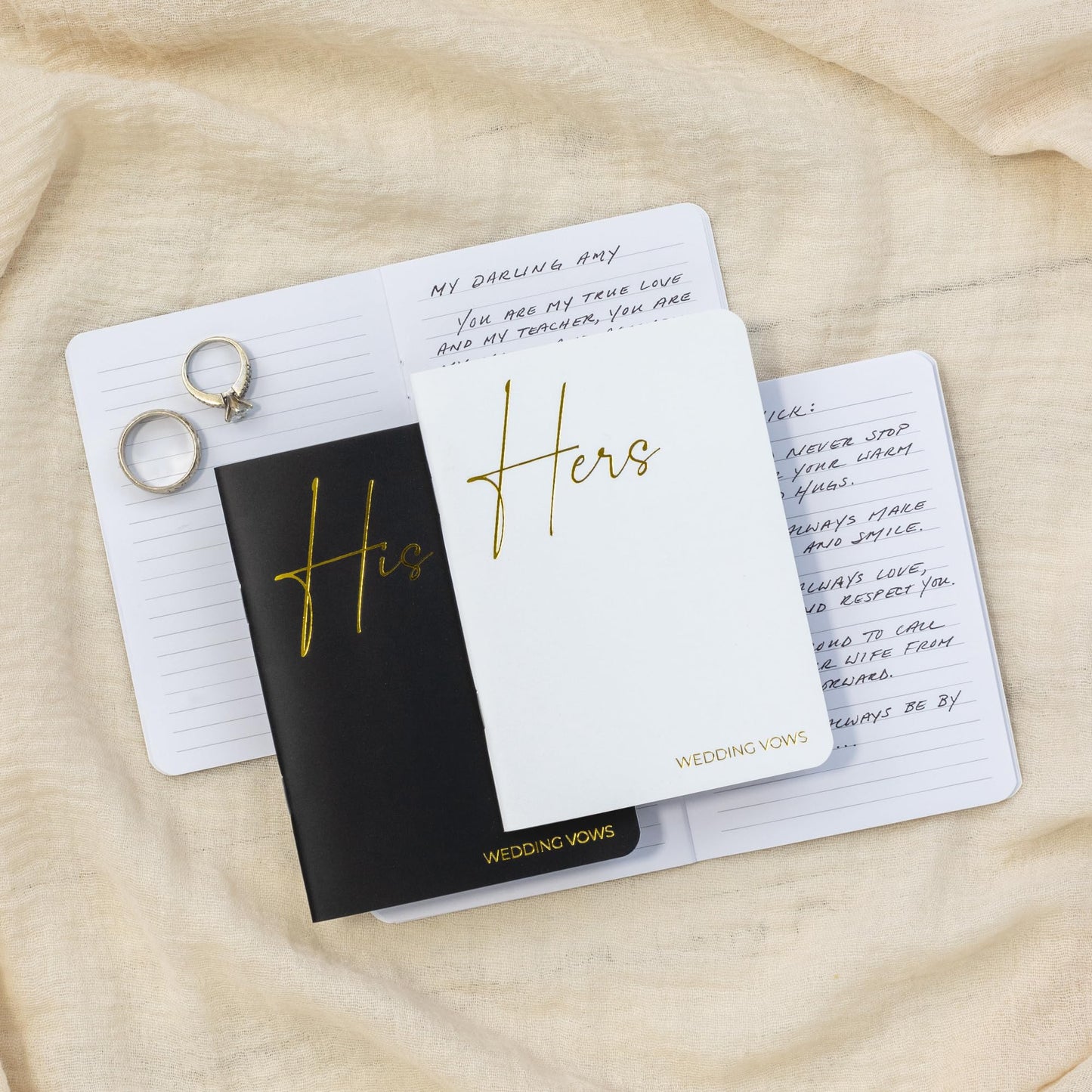Elegant Vow Books With Gold Foil Lettering For Your Wedding - Perfectly Sized His and Hers Vow Books With Plenty Of Pages To Write Whatever is on Your Heart - A Beautiful Addition For The Wedding Day