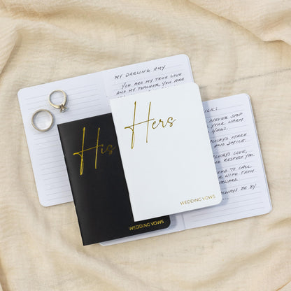 Elegant Vow Books With Gold Foil Lettering For Your Wedding - Perfectly Sized His and Hers Vow Books With Plenty Of Pages To Write Whatever is on Your Heart - A Beautiful Addition For The Wedding Day