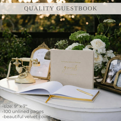 ZICOTO Beautiful Wedding Guest Book for Your Wedding Reception - Simply Elegant Guestbook to Sign in and Add Polaroid Photos - The Perfect Baby Shower Guest Book for The Special Day
