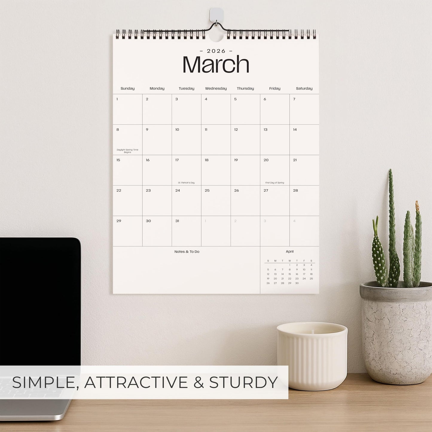Beautiful 2026 Wall Calendar - Runs from January 2026 until July 2027 - Large 14.5" x 11.5" Office Wall Calendar for Easy Organizing