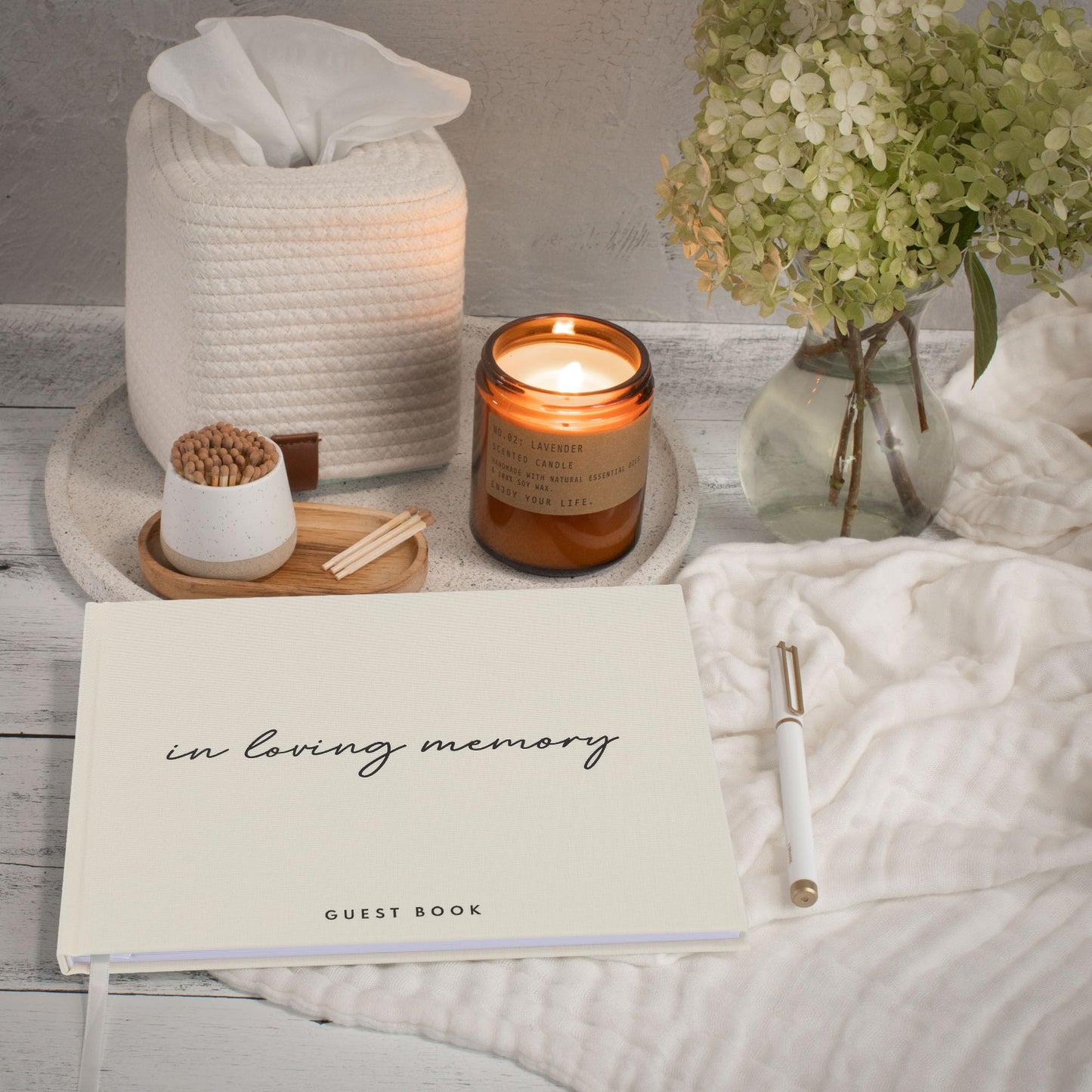 ZICOTO Beautiful Linen Funeral Guest Book for The Celebration of Life - The Perfect in Loving Memory Book with Ample Space to Sign in for Guests - Premium Craftsmanship for Honoring Loved Ones