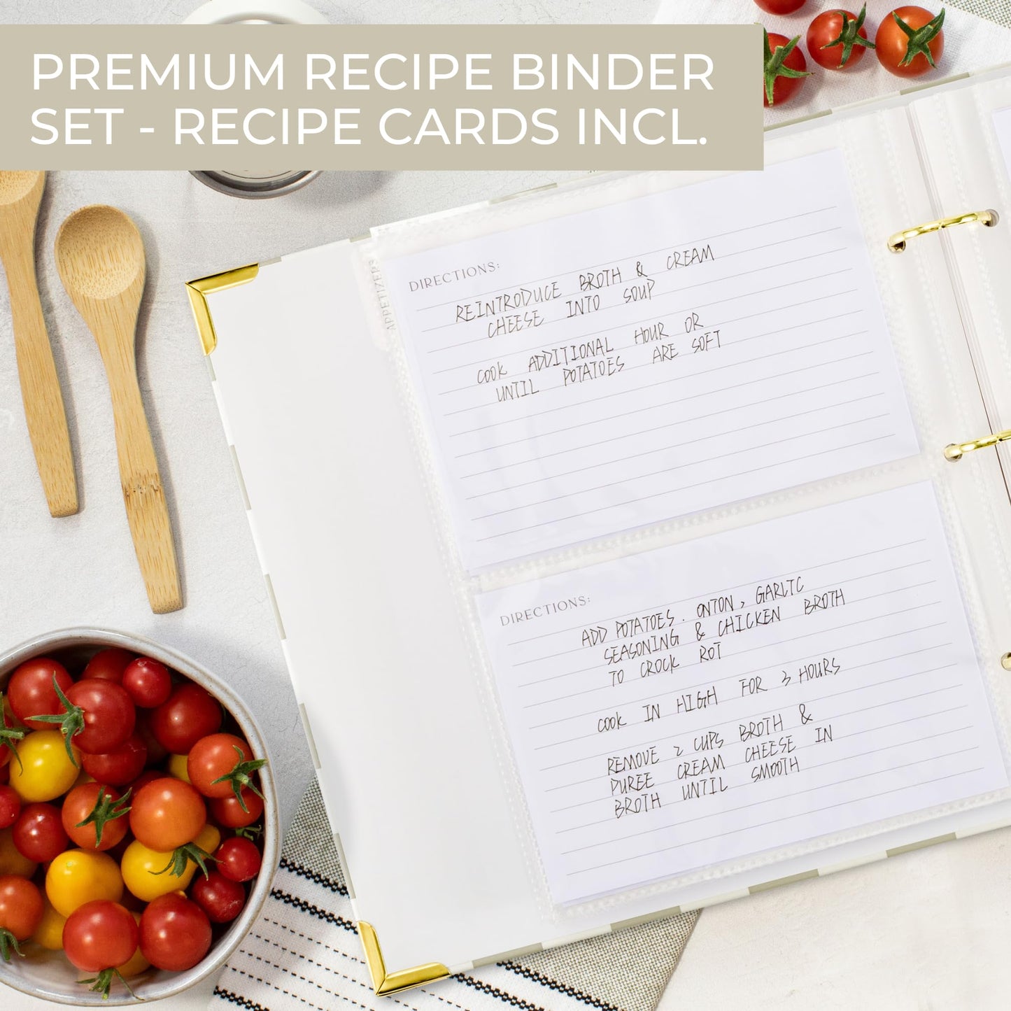 Aesthetic Recipe Binder with Checker Design - The Perfect Recipe Book with Plastic Sleeves to Write in Your Own Recipes - Quality Blank Cookbook Binder to Organize Your Recipes - Recipe Cards incl.