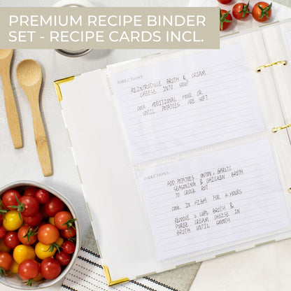 Aesthetic Recipe Binder with Checker Design - The Perfect Recipe Book with Plastic Sleeves to Write in Your Own Recipes - Quality Blank Cookbook Binder to Organize Your Recipes - Recipe Cards incl.
