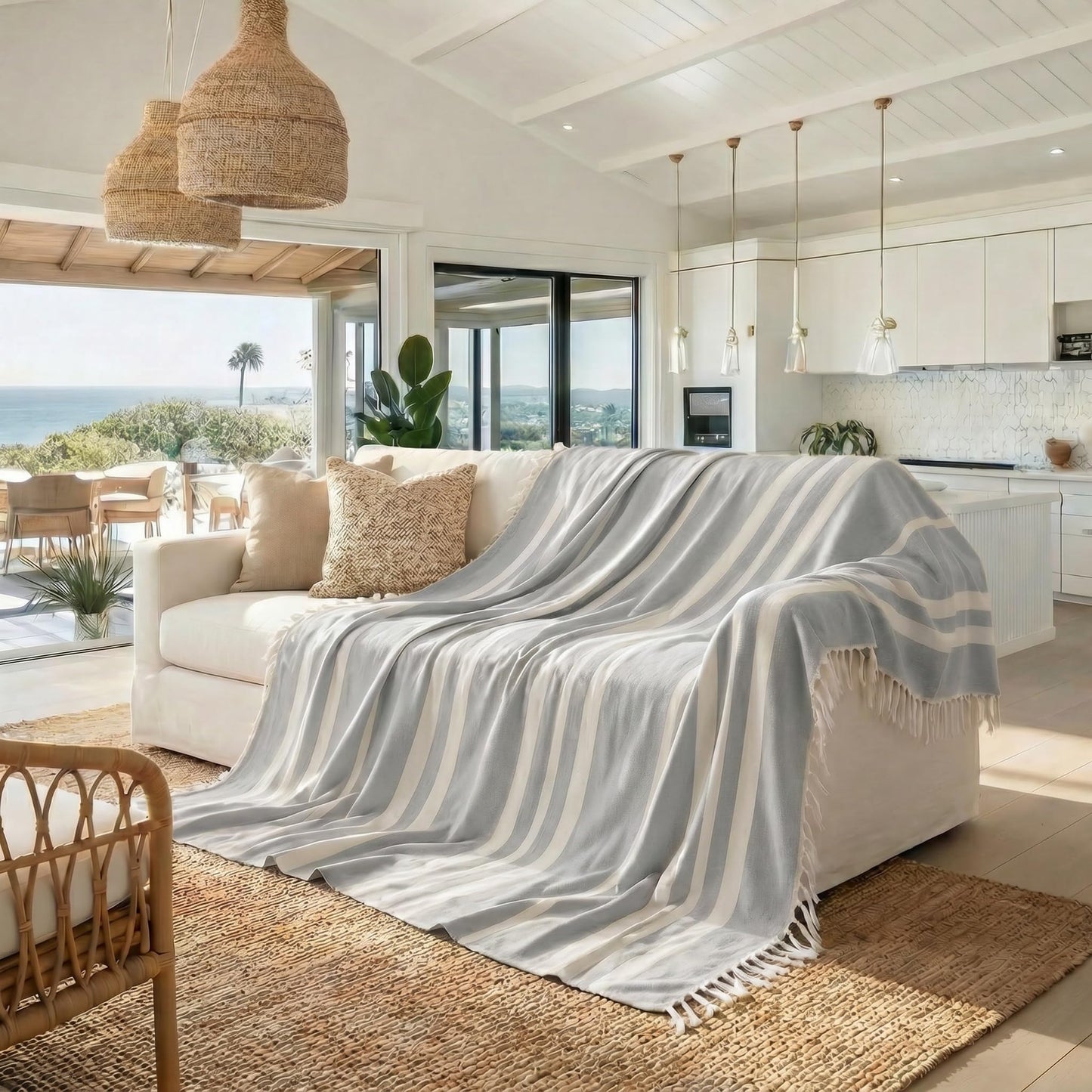 ZICOTO Beach Blanket Oversized for Family Beach Days & Picnics – Large Turkish Beach Towel, Quick-Drying and Sand-Resistant – Soft 80x80 Inch Outdoor Blanket, Lightweight Cotton Blend