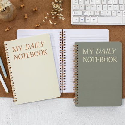 ZICOTO Aesthetic Spiral Notebook Set of 3 For Women - Cute College Ruled 8x6 Journal/Notebook with Large Pockets And Lined Pages - Perfect Supplies to Stay Organized at Work or School