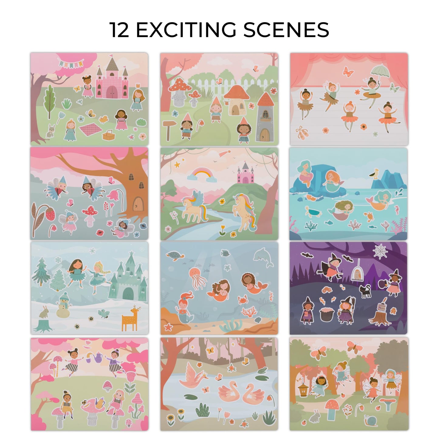 Fun Sticker Book for Girls 2-4 Years - Perfect Kids Activity Book with Beautiful Stickers & 12 Themes for Entertaining Toddlers 4-8 While Traveling - Incl. Princess, Unicorn & Coloring Pages