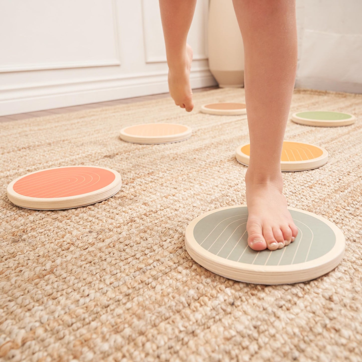 ZICOTO Fun Stepping Stones for Kids - Perfect Toddler Indoor/Outdoor Activity to Improve Balance and Coordination Skills - Safe Non-Slip Obstacle Course and Sensory Toy Set of 6 for Ages 1-3, 3-4