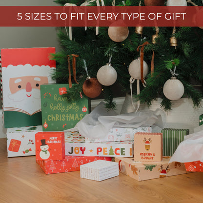 ZICOTO Beautiful Christmas Gift Boxes Set of 15 - Stylish Holiday Present Boxes with Assorted Festive Designs for Easy Christmas Gift Wrapping - Perfect Variety Set for Shirts, Clothing and More