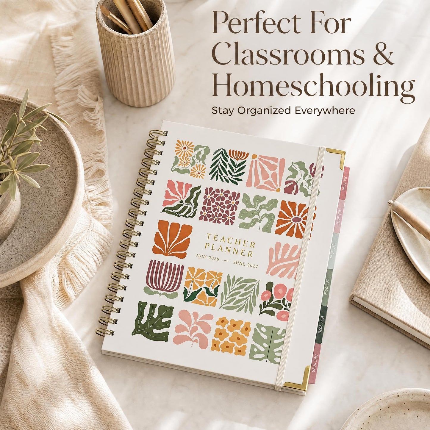 Aesthetic Teacher Planner For The 2026-2027 Academic School Year - Your All Incl. 8.5" x 11" Lesson Plan Book Supplies - Easily Organize Your Daily, Weekly & Monthly Classroom/Homeschool Schedule