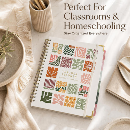 Aesthetic Teacher Planner For The 2026-2027 Academic School Year - Your All Incl. 8.5" x 11" Lesson Plan Book Supplies - Easily Organize Your Daily, Weekly & Monthly Classroom/Homeschool Schedule