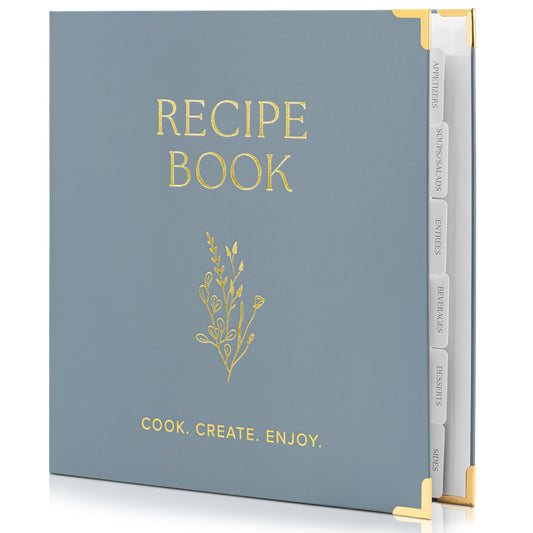 Aesthetic 8.5" x 11" Recipe Binder with Waterproof Cover - The Perfect Recipe Book with Plastic Sleeves to Write in Your Own Recipes - Quality Blank Cookbook Binder, Cards incl.