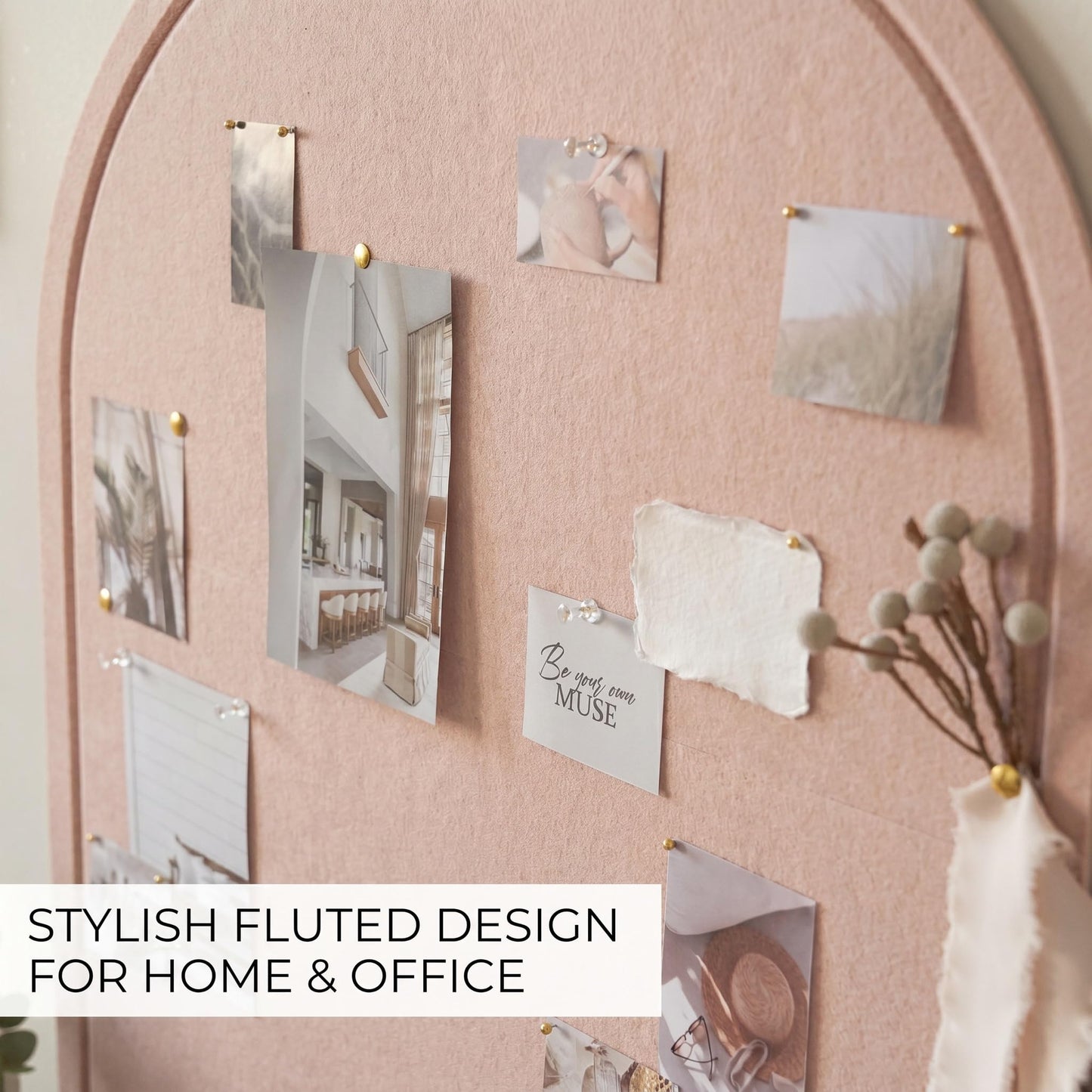 Large Arched Felt Bulletin Board - Stylish Perfectly Sized 21.5" x 17" Cork Board Alternative for Office & Wall Decor – Bulletin Board Set with Pins is Perfect to Display Your Photos