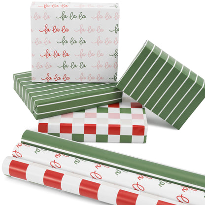 Beautiful Christmas Gift Wrapping Paper Rolls For Small & Medium Size Gifts - Set of 3 Quality Paper Rolls With Cute Designs - Add a Touch of Magic to Every Gift You Wrap - 17 in x 120 in Per Roll