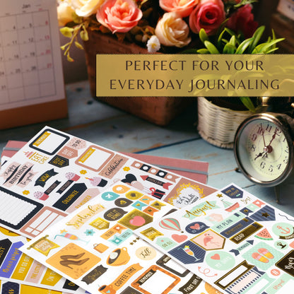 Aesthetic Gold Foil Planner Stickers - 1250+ Stunning Design Accessories Enhance and Streamline Your Planner, Journal and Calendar
