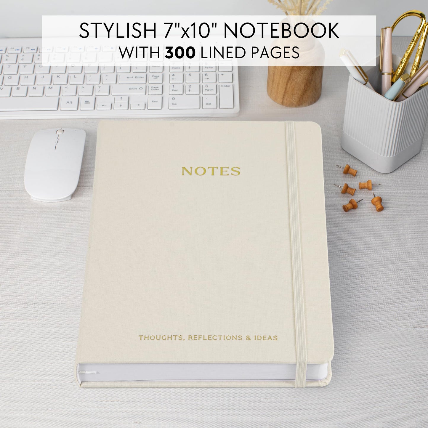 ZICOTO Aesthetic Thick Notebook Journal For Women 7" x 10" - Modern Linen Hardcover Note Book With 300 Lined Pages - Perfect For Writing And Staying Organized at Work or School
