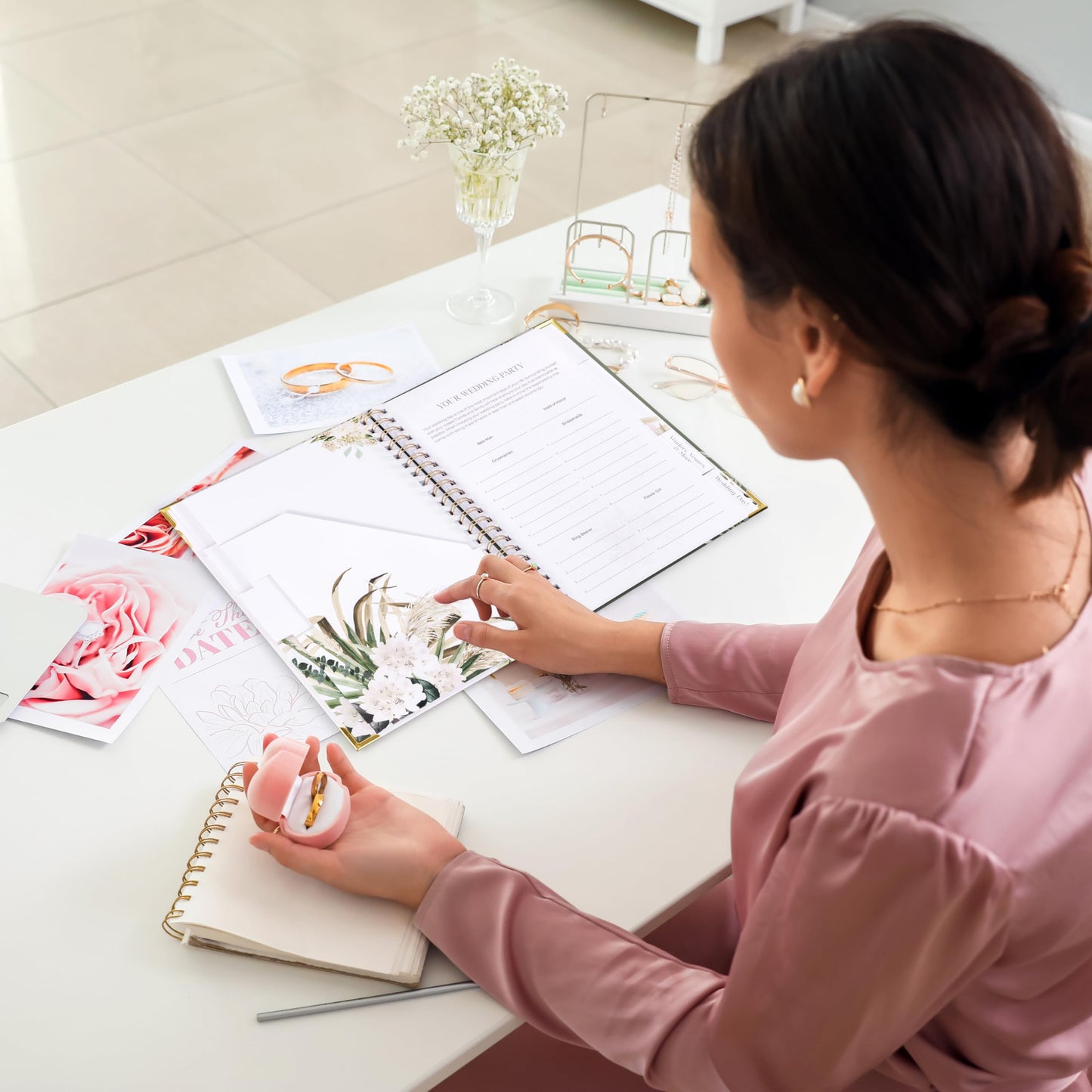 Beautiful Greenery Wedding Planner Book and Organizer - Enhance Excitement and Makes Your Countdown Planning Easy - Unique Engagement Gift for Newly Engaged Couples, Future Brides and Grooms