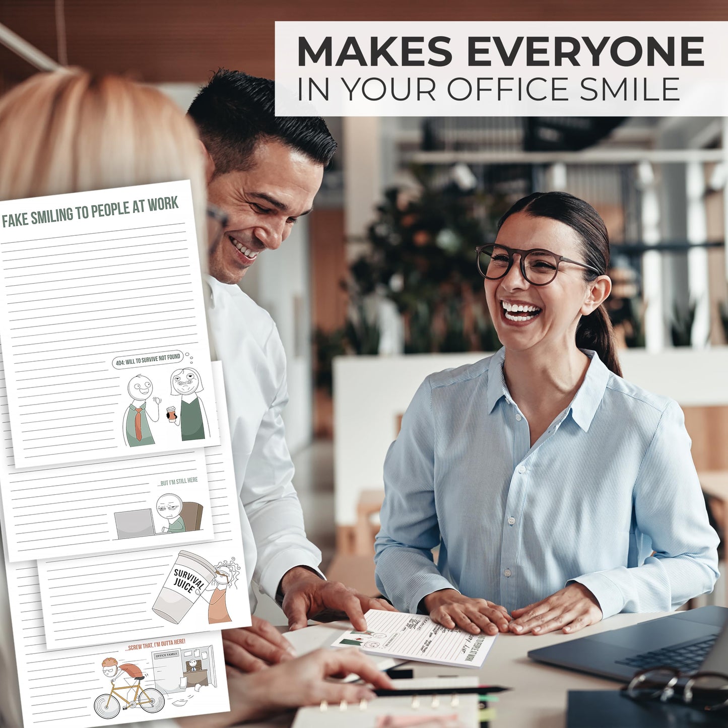 ZICOTO Super Funny Notepads - Hilarious Office Gift for Your Women Coworkers - Set of 4 Office Supplies Memo Pads w/ 4 Assorted Designs, 50 Sheets Each, 4.25" x 5.5"