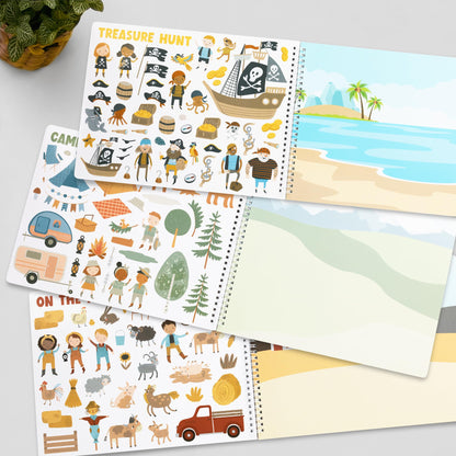 Fun Sticker Book for Toddlers 2-4 Years - Perfect Kids Activity Book with 500+ Beautiful Stickers & 12 Reusable Themes for Entertaining Boys & Girls 4-8 While Traveling - Incl. Coloring Pages