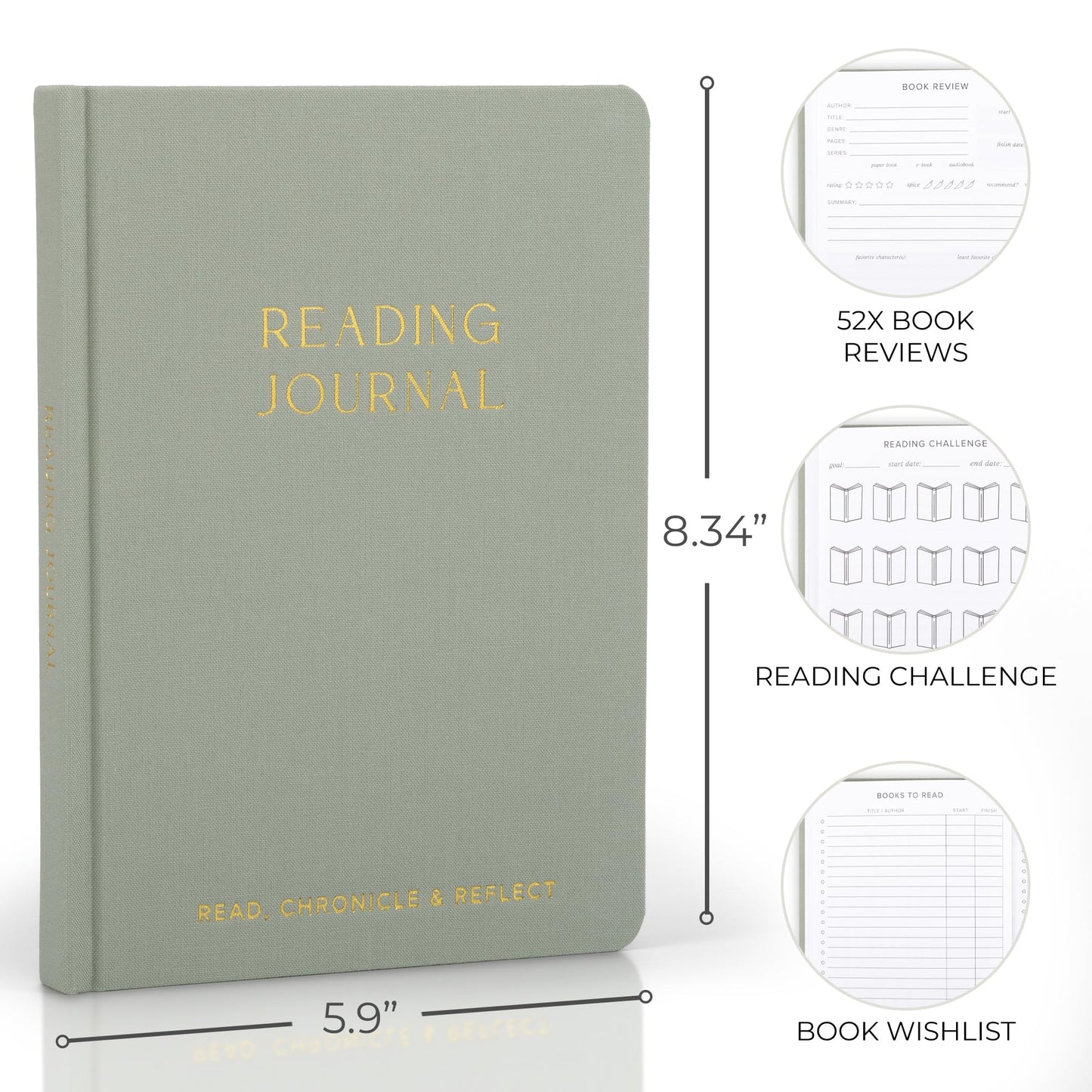 ZICOTO Beautiful Reading Journal for Book Lovers - Linen Hard Cover Book Makes a Great Gift for Readers - The Perfect Tracker with Reading Log & Review Pages For Keeping Notes on Your Favorite Books