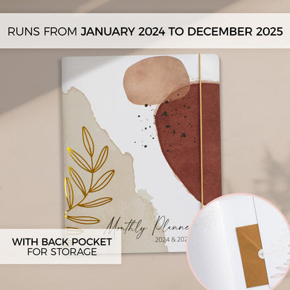 Beautiful 2024-2025 Monthly Planner and Calendar Book - Abstract To Do List Notebook Easily Organizes Your Tasks to Boost Productivity - Runs From January 2024 Until December 2025