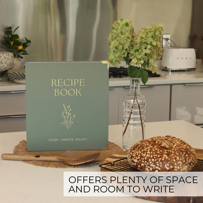 Aesthetic 8.5" x 11" Recipe Binder with Waterproof Cover - The Perfect Recipe Book with Plastic Sleeves to Write in Your Own Recipes - Quality Blank Cookbook Binder, Cards incl.