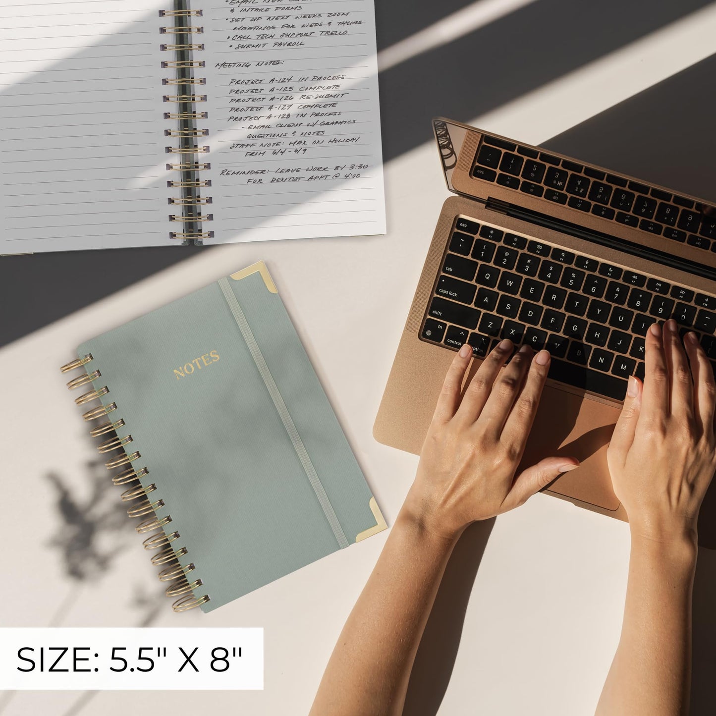 Aesthetic Thick Spiral Notebook Journal For Women in B5 Format - Stylish Linen Hardcover College Ruled Note Book w 300 Lined Pages - Cute Supplies For Bible Study & Staying Organized at Work or School
