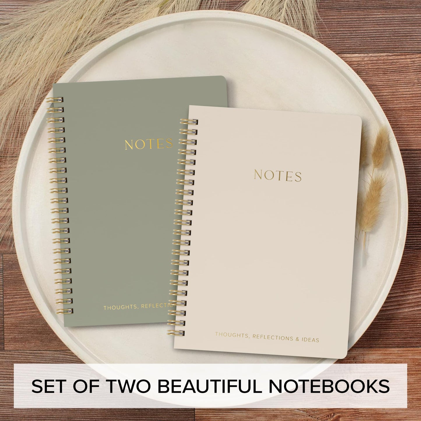 Aesthetic Spiral Notebook Set of 2 For Women and Men - Cute College Ruled 8x6 Bible Study Journal/Notebook with Pockets And Lined Pages - Perfect A5 Supplies to Stay Organized at Work or School