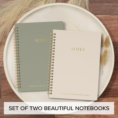Aesthetic Spiral Notebook Set of 2 For Women and Men - Cute College Ruled 8x6 Bible Study Journal/Notebook with Pockets And Lined Pages - Perfect A5 Supplies to Stay Organized at Work or School