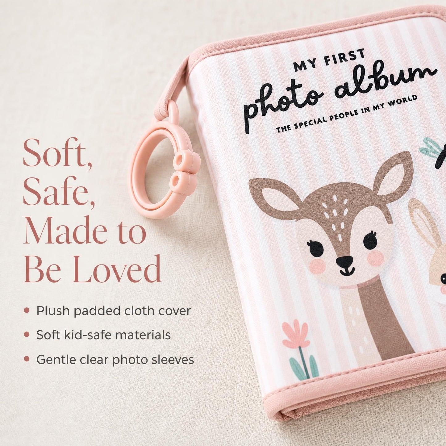 ZICOTO Adorable Baby Photo Albums with Soft Pages for Little Hands to Flip Through - First Photo Album for Baby to Recognize Family Members - Precious Baby Photo Book for Newborn & Baby Shower